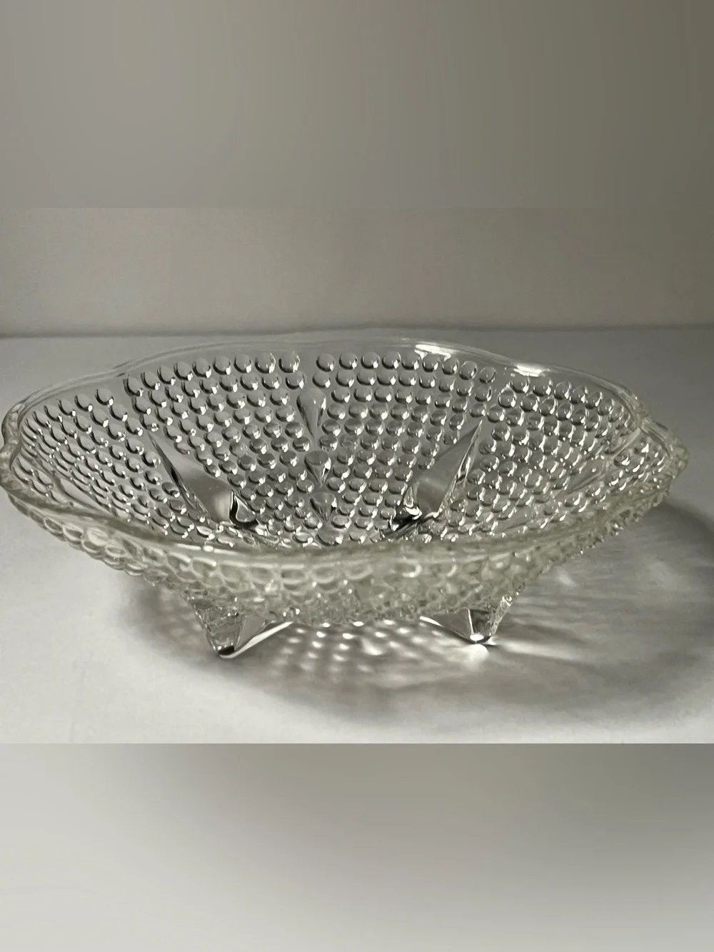 Set of 2 Vintage Clear  Hazlett Atlas Hobnail Glass Candy Bowls, 1960’s.